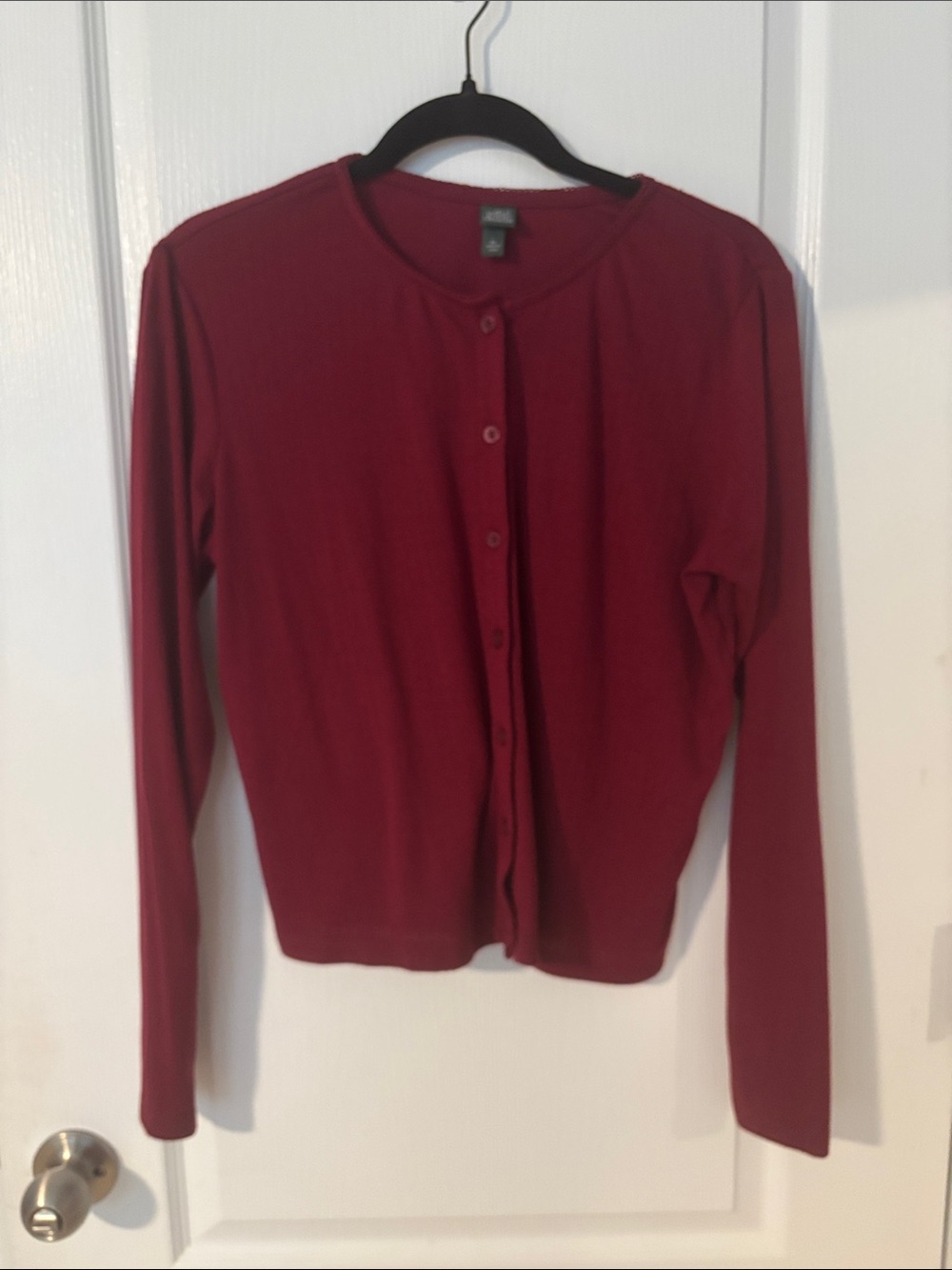 wild fable Wine Red Cropped Button Cardigan